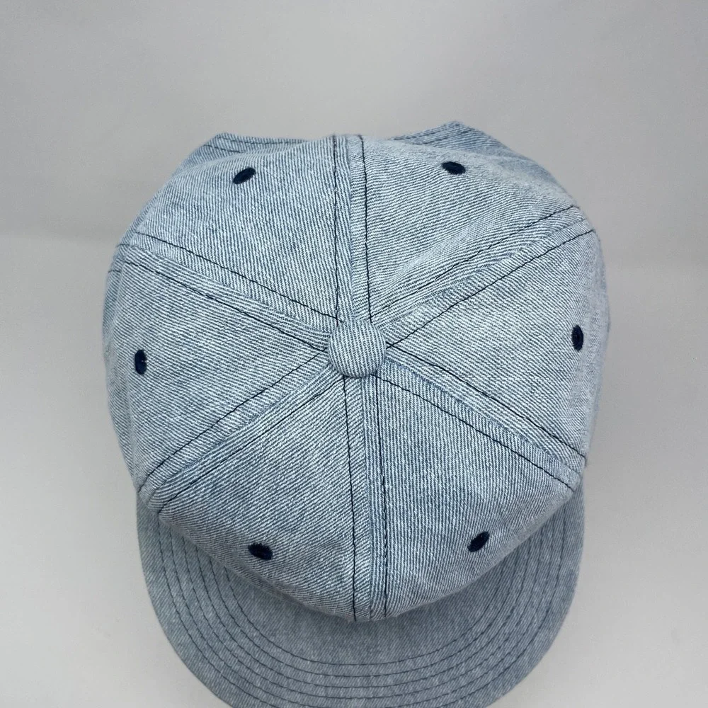 Barney Cools Men Denim Snapback Hat Light Blue Multi Color Logo Surf Skate New